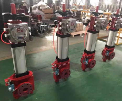 防爆型-氣缸式帶手輪管夾閥